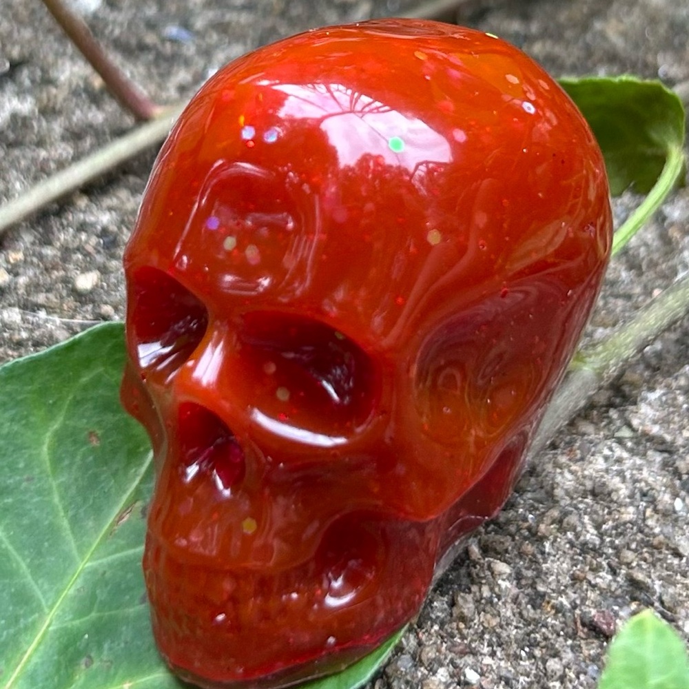 Resin Red Skull Decor Piece